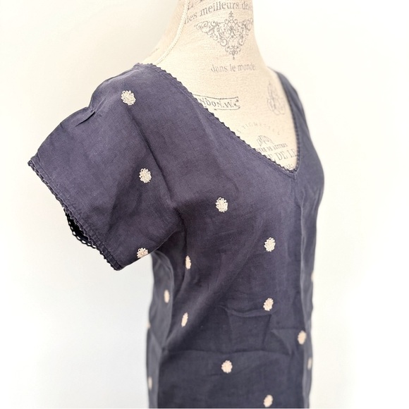 Zara Blue and White embroidered Tunic coverup 100% linen - Picture 3 of 12